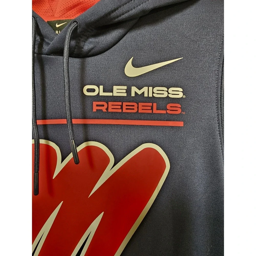 Nike Ole Miss Rebels DRI-fit Mens Pullover Blue Hoodie Medium NCAA Football SEC